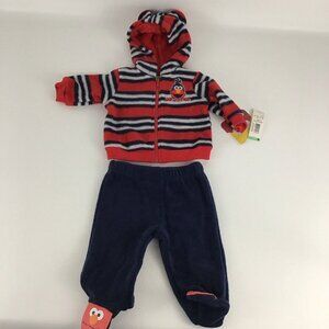 Sesame Street Newborn size Baby Elmo Zip Up Hoodie Jacket Footed Outfit Set NEW